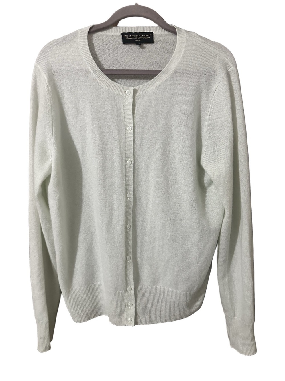 Hudson’s Bay Soft Mint Green Button-Front 100% Cashmere Cardigan Sz XL Soft